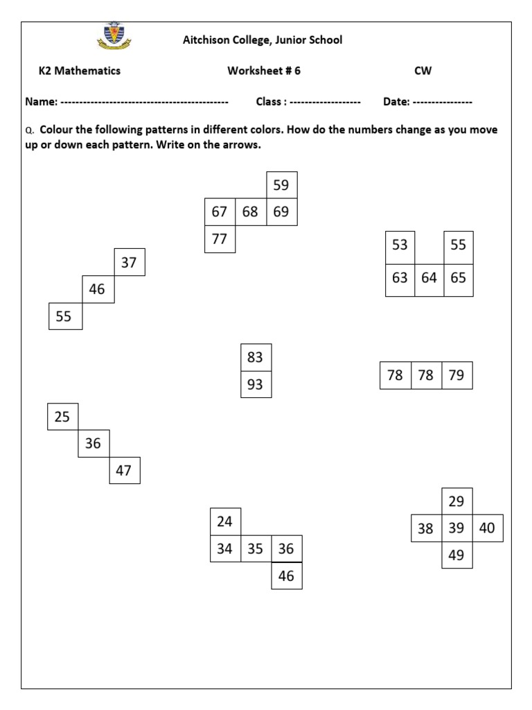 K2 Mathematics Worksheet 6 (Classwork) | PDF