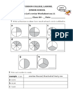Aitchison College, Lahore. Junior School K4 Mathematics Let's Revise Worksheet No.11 Name: - Class: K4 - Date