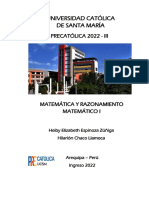 Matemática y Razonamiento Matemático I 2022-III