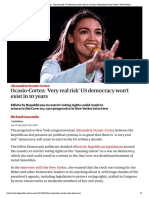 Ocasio-Cortez - Very Real Risk' US Democracy Won't Exist in 10 Years - Alexandria Ocasio-Cortez - The Guardian