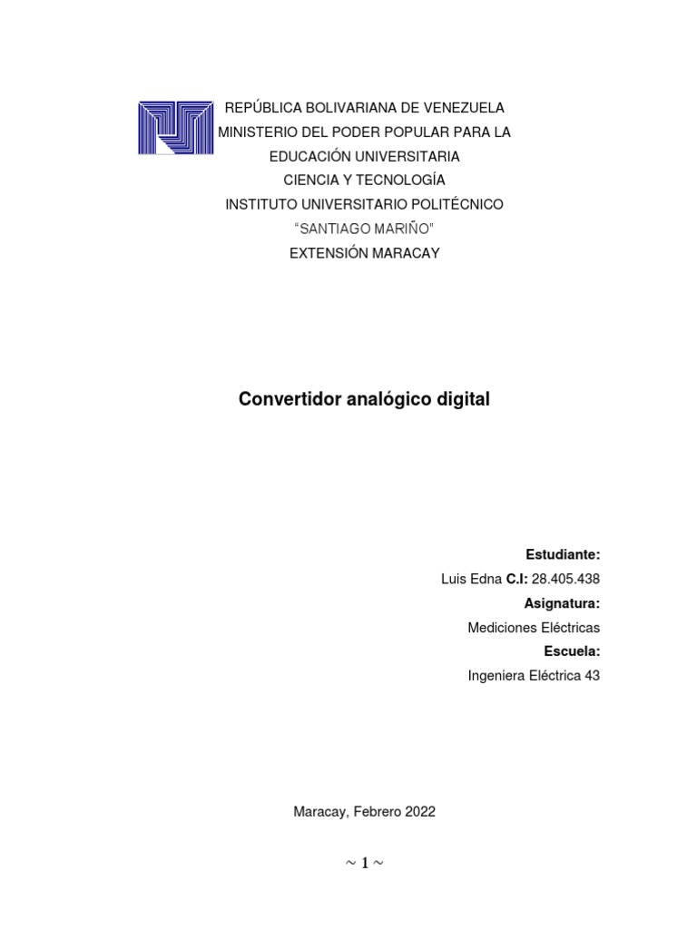 Convertidor Analógico Digital Pdf Señal Analoga Conversor
