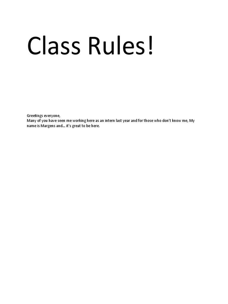 Class Rules and Introduction by Margens | PDF
