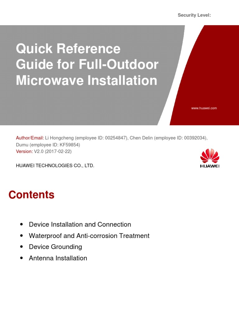 Quick Reference Guide For Full-Outdoor Microwave Installation | PDF ...