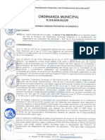 Ordenanza #10-2015 Modifica La Ordenanza 14-2014 RAS de La Municipalidad Provincial de Barranca