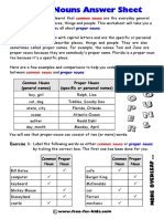 Proper Nouns Answer Sheet: P R O P E R N o U N S