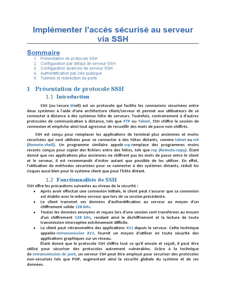 Accès sécurisé au serveur via SSH | PDF | Enveloppe de protection ...
