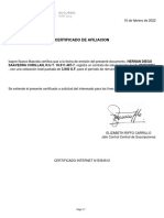 Certificado de Afiliacion: SAAVEDRA CURILLAN, R.U.T. 18.911.487-7, Registra Un Contrato de Salud Vigente Desde 09/02/2021