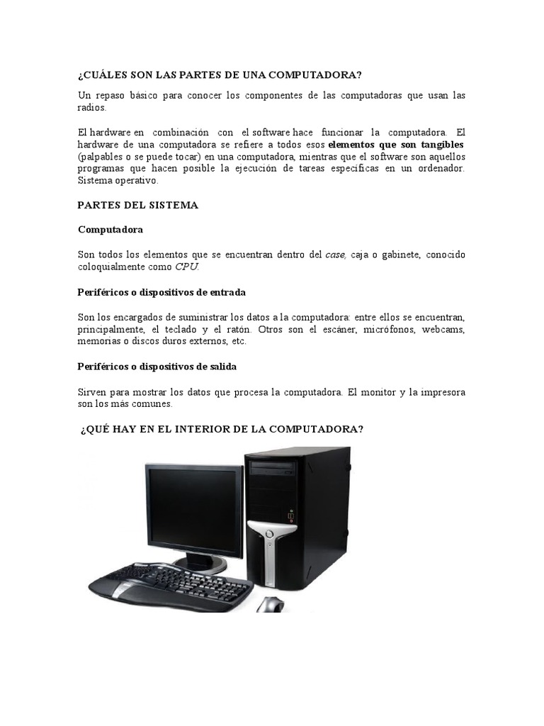 Partes Esenciales de una Computadora | PDF | Periférico | Hardware de ...