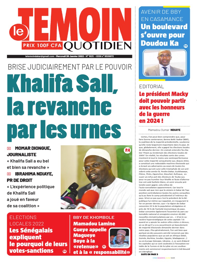Le Temoin 26 Jan 2022 | Descargar gratis PDF | Sénégal | Gouvernement