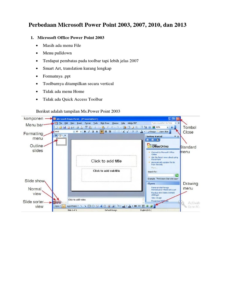 Perbedaan Pada Versi Microsoft Power Point | PDF