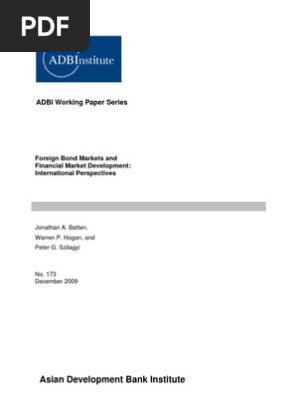 2009 Batten Hogan Szilagyi Adb Wp173 Bonds Finance Bond Market