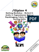 Filipino4 - q3 - Mod6 - Aralin 3 - Pag-Uugnay - NG - Sariling - Karanasan - Sa - Tekstong - Binasa - Final