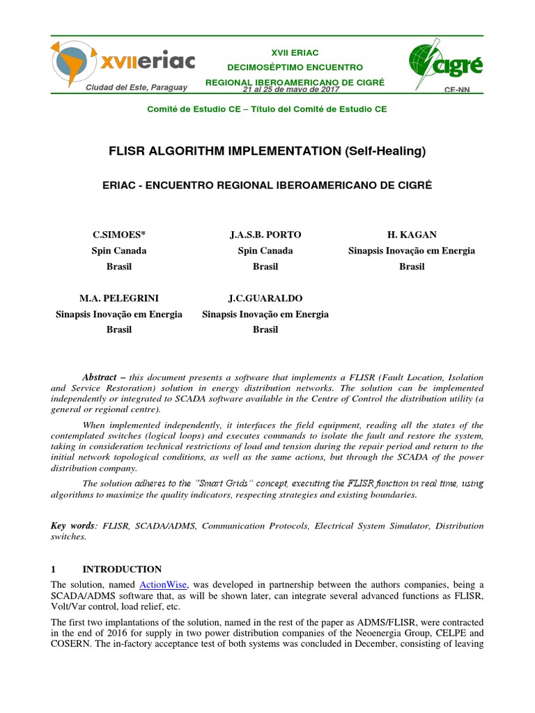 FLISR Algorithm for Smart Grids | PDF | Scada | Computer Network