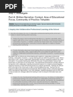 Step 1: Investigate Part A: Written Narrative: Context, Area of Educational Focus, Community of Practice Template