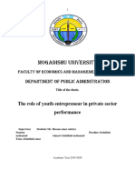 Mogadishu University Thesis on Youth Entrepreneurship