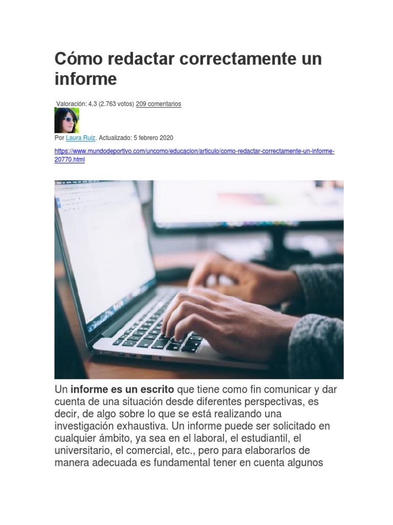 Cómo redactar un informe correctamente | PDF | Evaluación | Información