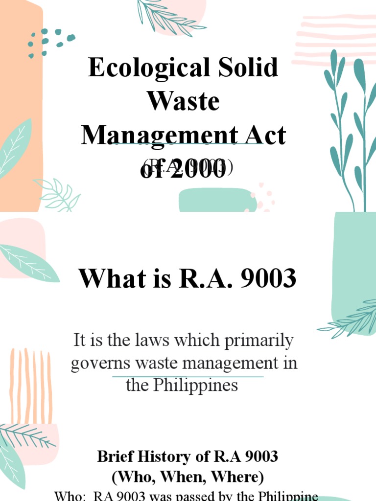 Article 9003 or The Waste Management Act of The Philippines PDF