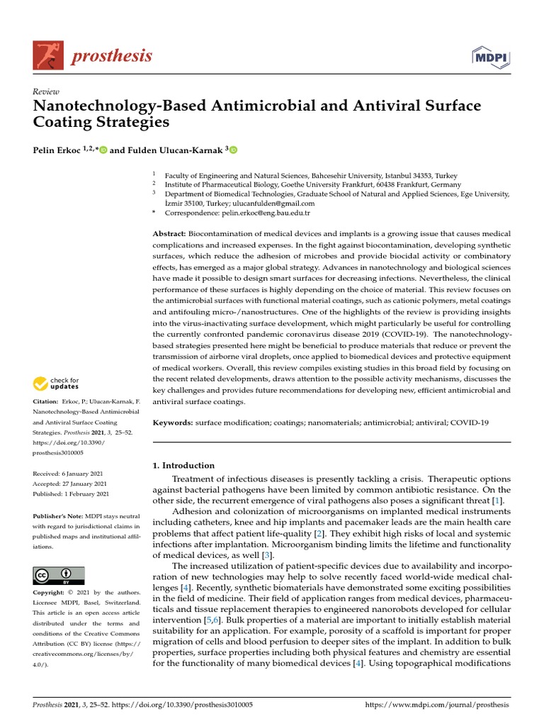 Nanotechnology-Based Antimicrobial and Antiviral Surface Coating ...