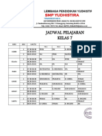 Jadwal Pelajaran Kelas 7: SMP Yudhistira