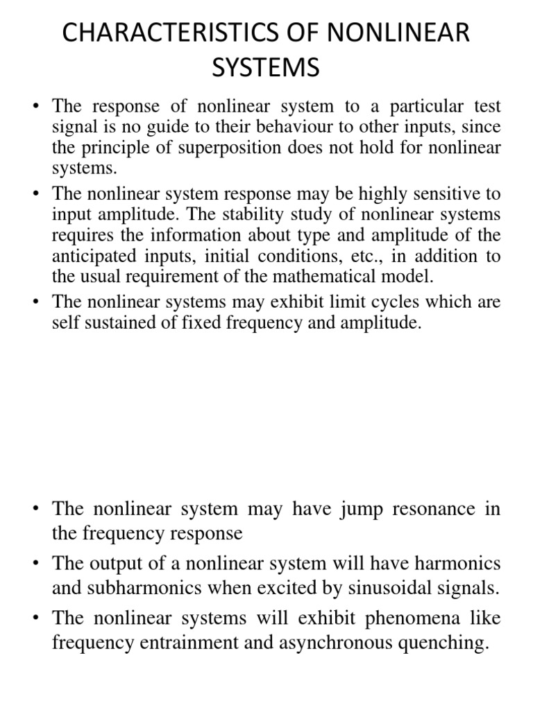 Characteristics Of Non Linear Systems Download Free Pdf Nonlinear