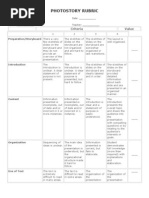 Photo Story Rubric