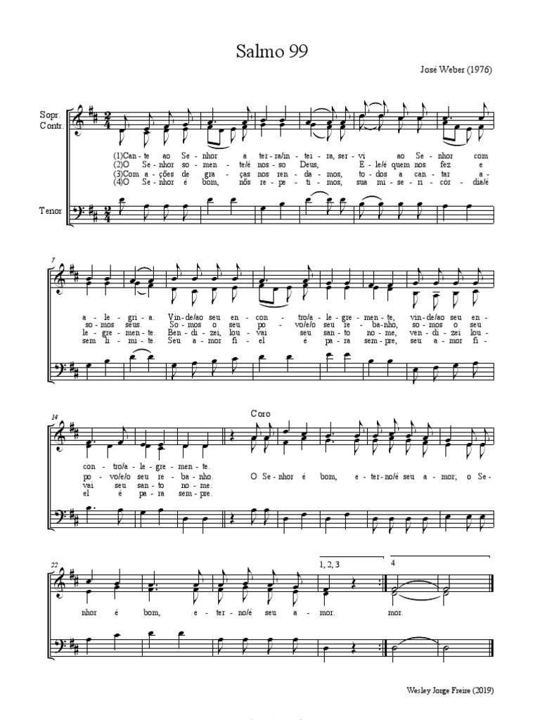 Coro Misto A 3 Vozes - Salmo 99 | PDF