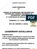 Paper Presented AT School of Computing and Information Technology, Federal University of Technology, Owerri 2 Symposium On Special Topics Thursday, 10 JUNE, 2021 Rev. Dr. Godwin S. Adaka