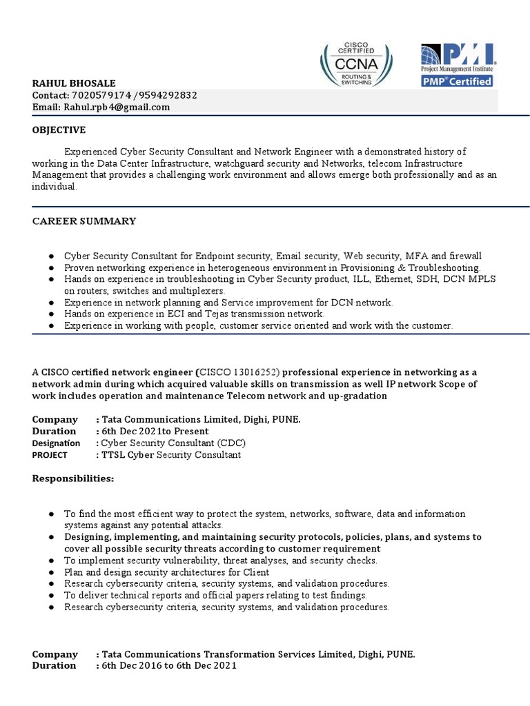 Cyber Security Resume | PDF | Computer Network | Computer Security