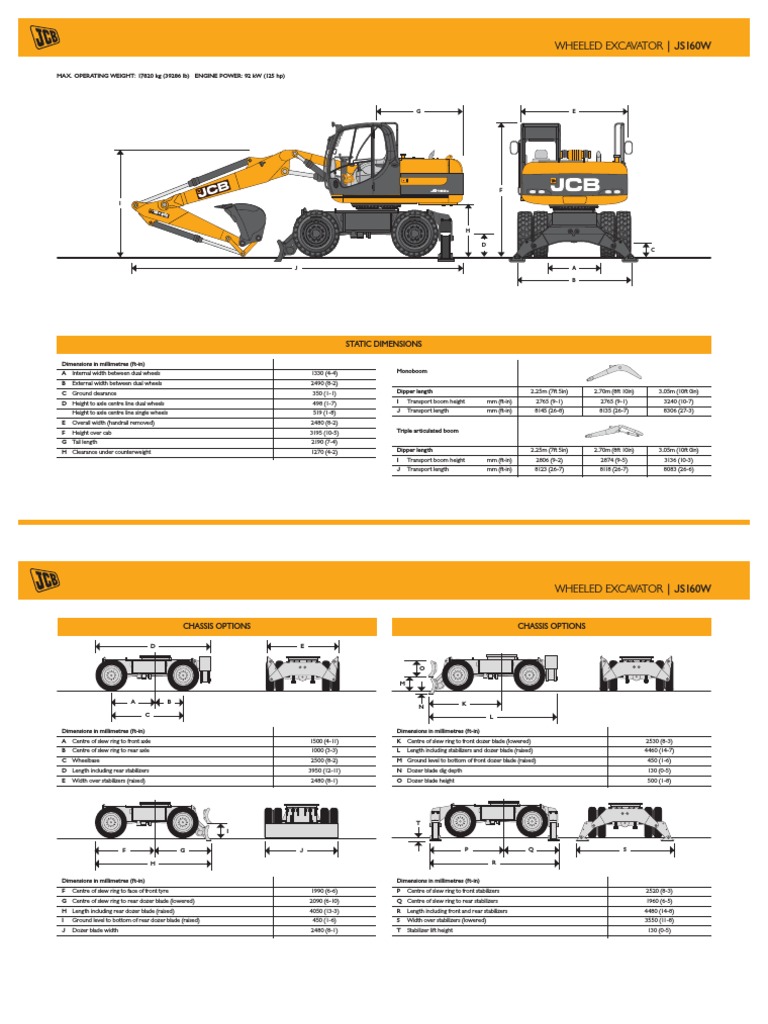 JS160W Wheeled Excavator Specifications | PDF | Transmission (Mechanics ...