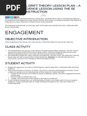 CONTINENTAL DRIFT THEORY LESSON PLAN.with 5E