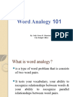 Word Analogy 101: By: Judy Grace B. Mencino City Budget Office