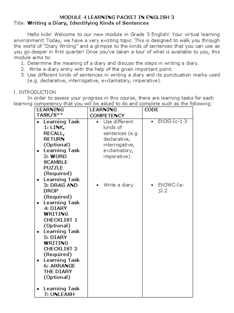 English3 Q1 Week4 LearningPacket | PDF | Question | Sentence (Linguistics)
