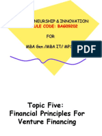 Topic 05 Financial Principles For Venture Financing