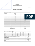 Experiment 1 Measurements and Error Analysis Angeles, Abigail Y. Group 1 3-MBIO 5