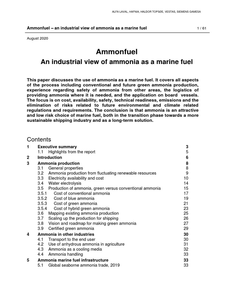 Ammonia as a Sustainable Marine Fuel | PDF | Wind Power | Renewable Energy