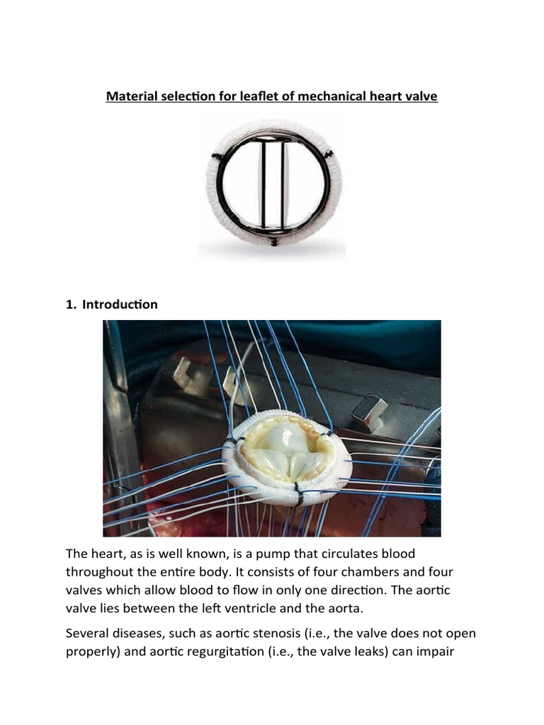 Material Selection For Leaflet of Mechanical Heart Valve PDF Heart