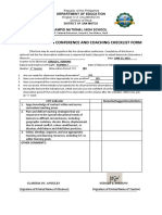 Pre-Observation Conference and Coaching Checklist Form: Department of Education