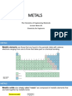 Metals: The Chemistry of Engineering Materials Lecture Notes 05 Chemistry For Engineers