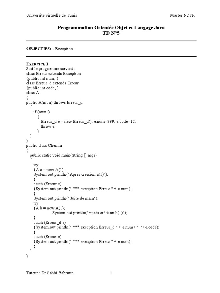 Exercices de Programmation Java Corrigés | PDF | Java (Langage de ...