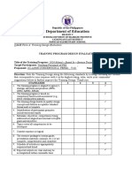 Department of Education: QAME Form A: Training Design Evaluation