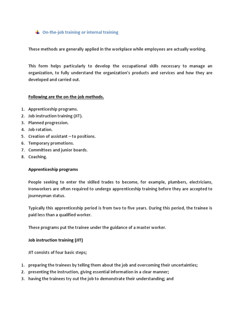 On-the-Job Training Methods for Employees | PDF | Simulation | Lecture