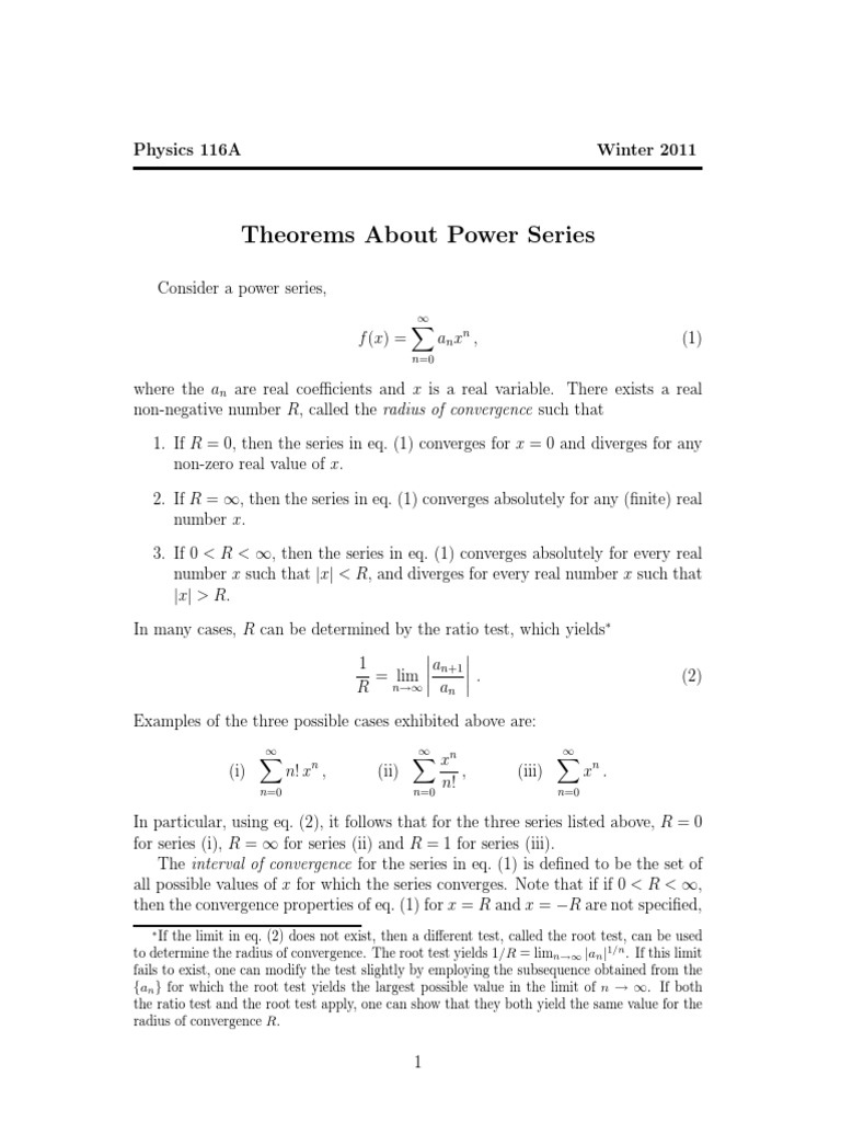 Theorems About Power Series | PDF | Power Series | Series (Mathematics)