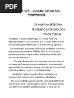 Meditation - Concentration and Mindfulness.: DR - Kalpana Bezborah Prof&Hod Microbiology TMCH, Tezpur