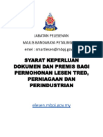 Syarat Keperluan Dokumen Dan Premis Bagi Permohonan Lesen Tred Perniagaan Dan Perindustrian Kemaskini 4 Mei 2021