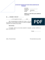 Modelo de Solicitud de Fijación de Fecha para Audiencia de Pruebas