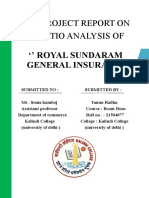 A Project Report On Ratio Analysis Of: ' Royal Sundaram General Insurance"