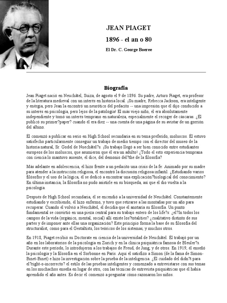 Biografía y Teoría de Jean Piaget | PDF | Sicología