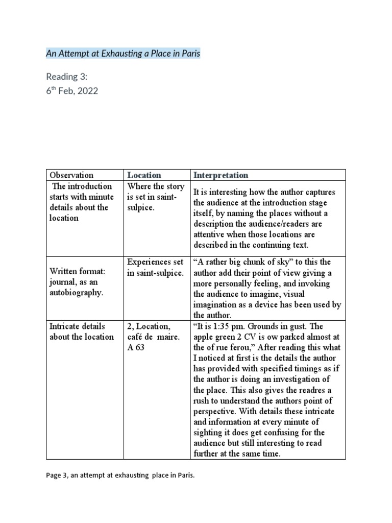 An Attempt at Exhausting A Place in Paris PDF