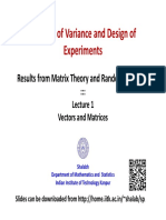 Analysis of Variance and Design of Experiments: Results From Matrix Theory and Random Variables