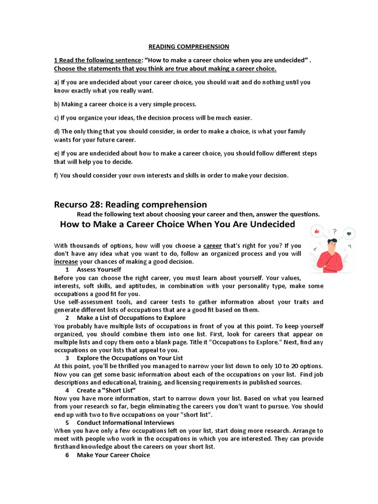 Career Choice Guidance for the Undecided | PDF | Reading Comprehension ...